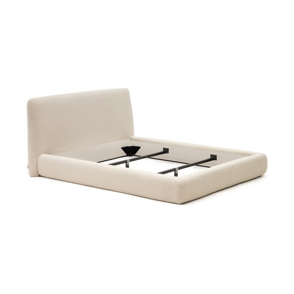 Béžová čalúnená dvojlôžková posteľ 180x200 cm Martina – Kave Home