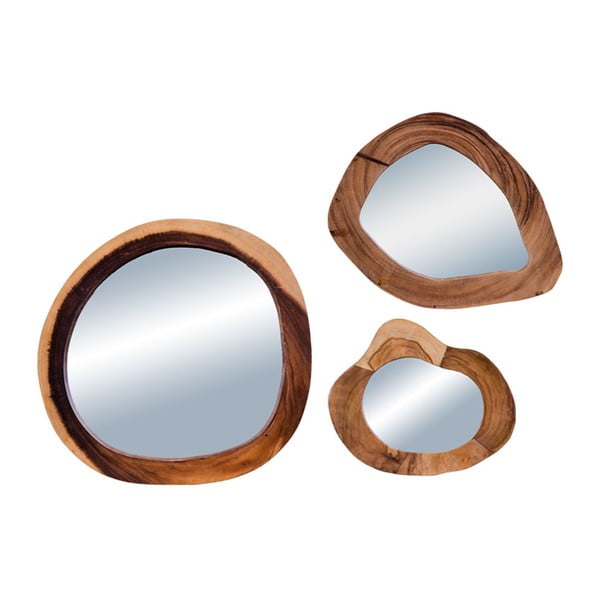 Sada 3 zrkadiel z teakového dreva House Nordic Madrid