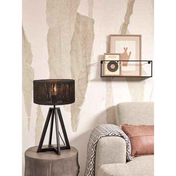 Čierna stolová lampa s tienidlom z juty (výška 51 cm) Iguazu – Good&amp;Mojo-image-1