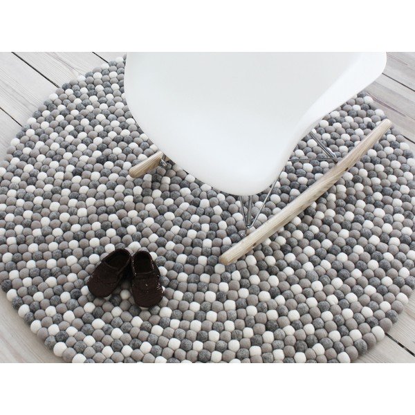 Svetlosivý guľôčkový vlnený koberec Wooldot Ball rugs, ⌀ 120 cm-image-2