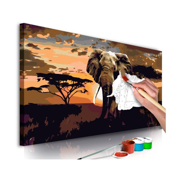 DIY set na tvorbu vlastného obrazu na plátne Artgeist Elephant Africa, 80 × 40 cm