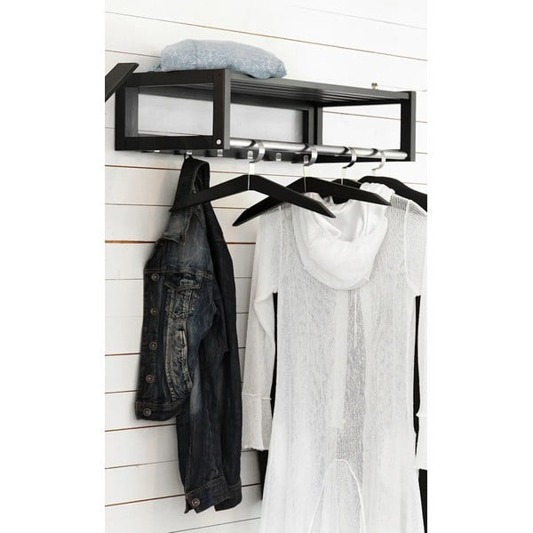 Nástenný vešiak z dubového dreva v prírodnej farbe s poličkou Confetti – Rowico-image-1