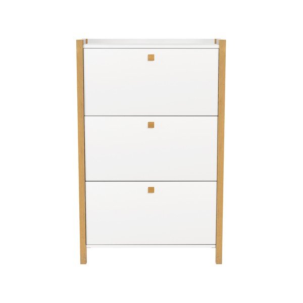 Biela skrinka na topánky s 3 výklopnými dvierkami Woodman Hannover-image-2