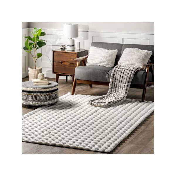 Biely prateľný koberec 150x230 cm Bubble White – Mila Home-image-4