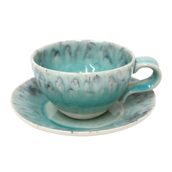 Modrý kameninový hrnček na čaj s tanierikom Costa Nova, 250 ml