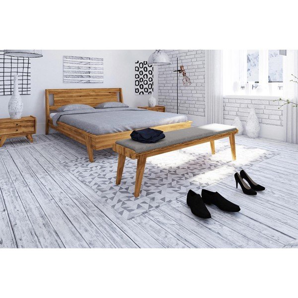 Lavica z dubového dreva so svetlosivým sedákom Retro - The Beds-image-3