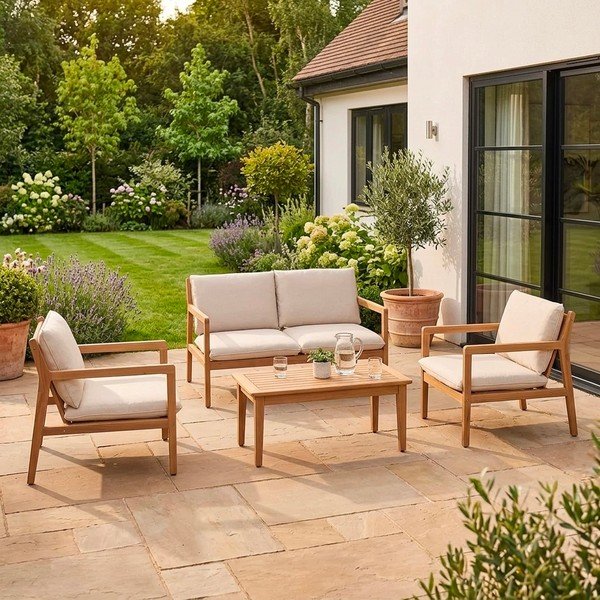 Záhradná lounge súprava z masívu akácie v prírodnej farbe pre 4 záhradný  Danubio – Bizzotto-image-1