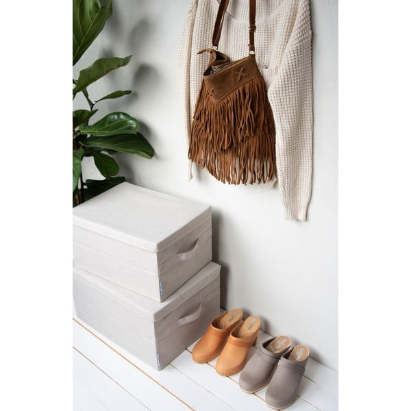 Béžový látkový úložný box s vekom 40x30x22 cm Soft Storage – Bigso-image-2