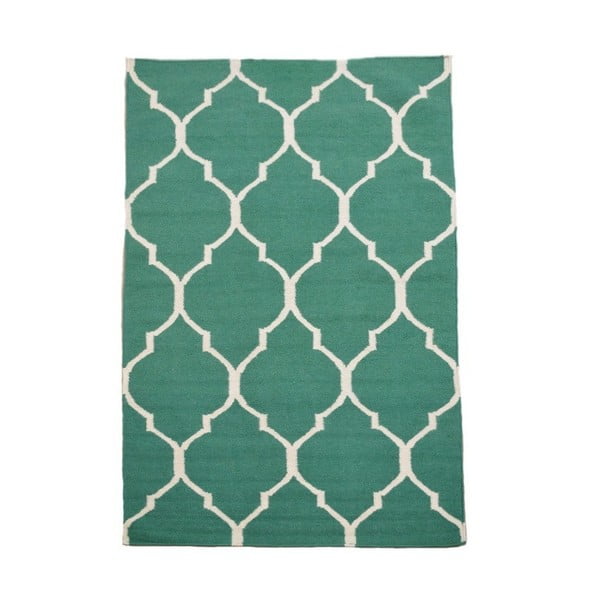 Ručne tkaný zelený koberec Caroline, 200x140cm