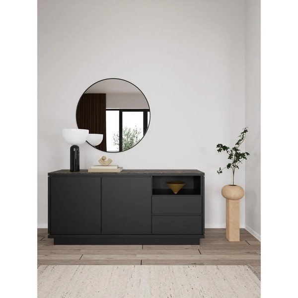 Čierna komoda z MDF 160x75x40 cm Tribeca – Actona-image-1