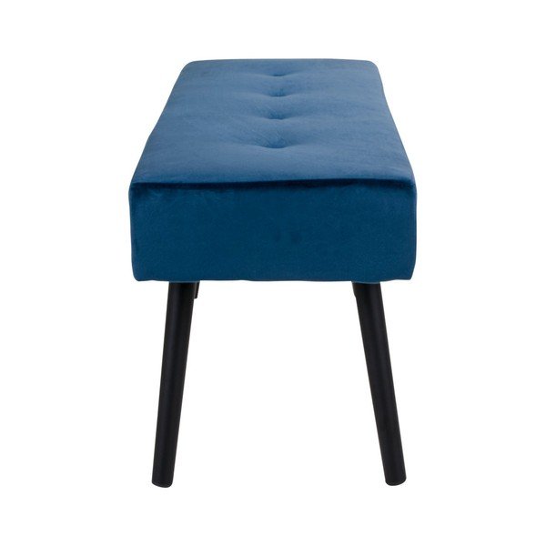 Tmavomodrá čalúnená lavica so zamatovým poťahom House Nordic Skiby, 100 × 35 cm-image-2