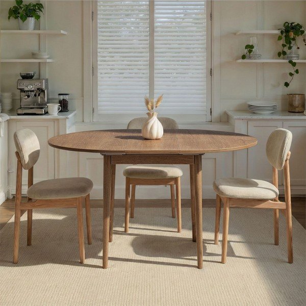 Okrúhly rozkladací jedálenský stôl s prídavnou doskou v dekore duba ø 100 cm Viona – Kalune Design-image-3