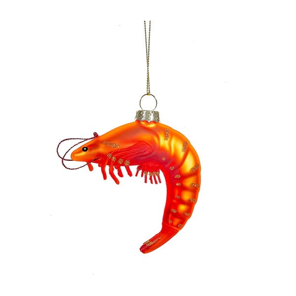 Sklenená ručne vyrobená vianočná ozdoba 8 cm King Prawn – Sass & Belle