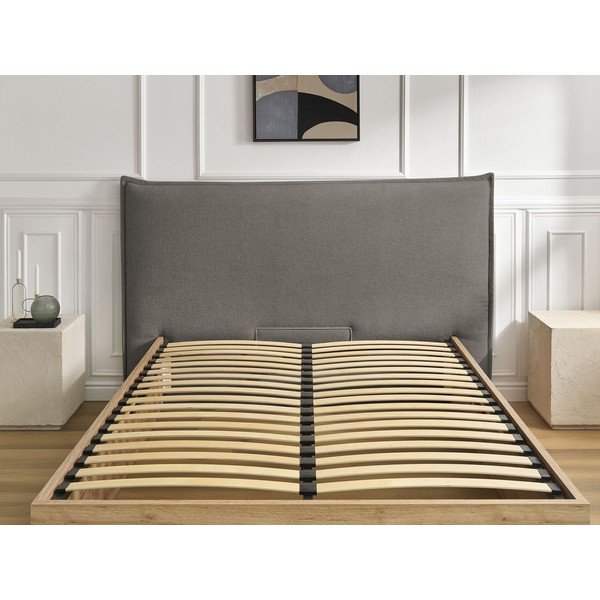 Sivá/taupe čalúnená čalúnená/z drevotriesky dvojlôžková posteľ s úložným priestorom s roštom 180x200 cm Charlie – Bobochic Paris-image-4