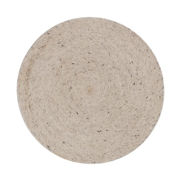 Ručne tkaný vlnený okrúhly koberec vo svetlosivej a slonovinovej farbe ø 200 cm Takashi – Kave Home