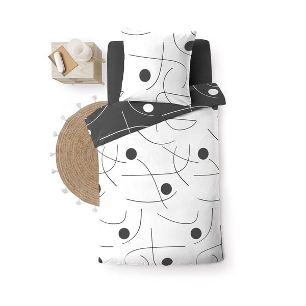 Biele/tmavosivé obliečky na jednolôžko z mikrovlákna 140x200 cm Sonate – douceur d'intérieur-image-2