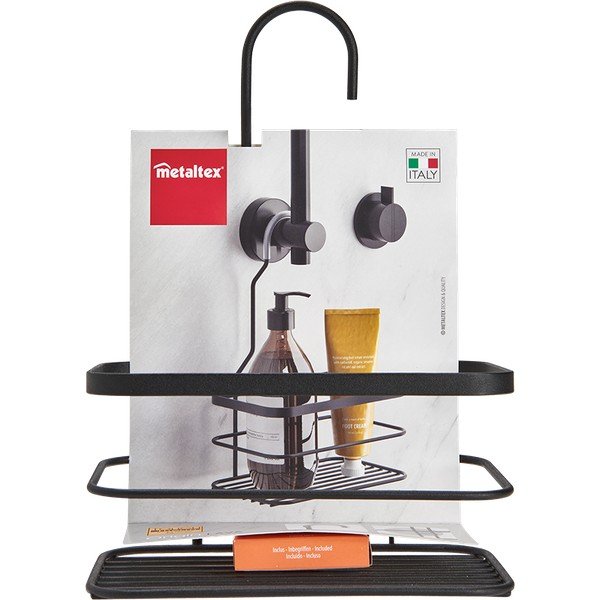 Čierna závesná kúpeľňová polica Metaltex Origin-image-3