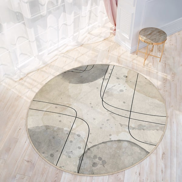 Béžový prateľný okrúhly koberec ø 120 cm Simple Lines – Mila Home-image-3