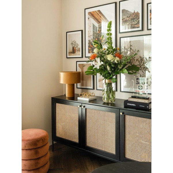 Sklenená váza s kovovým prvkom v zlatej farbe Westwing Collection Lori, výška 29 cm-image-1