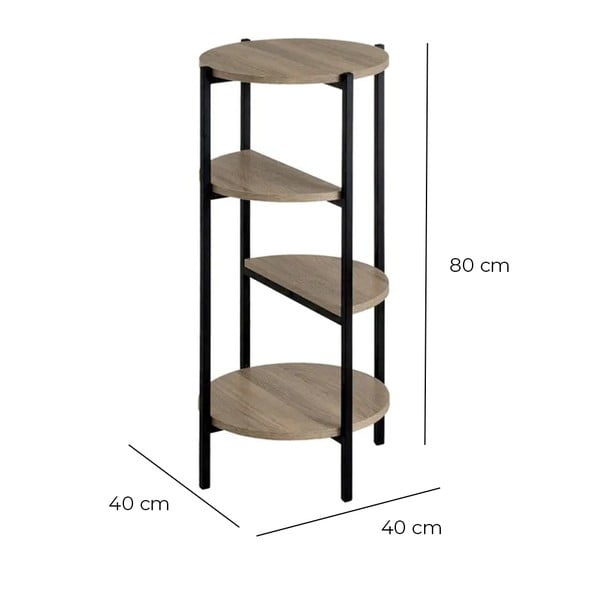 Regál v čierno-prírodnej farbe v dekore duba 40x80 cm – Casa Selección-image-4