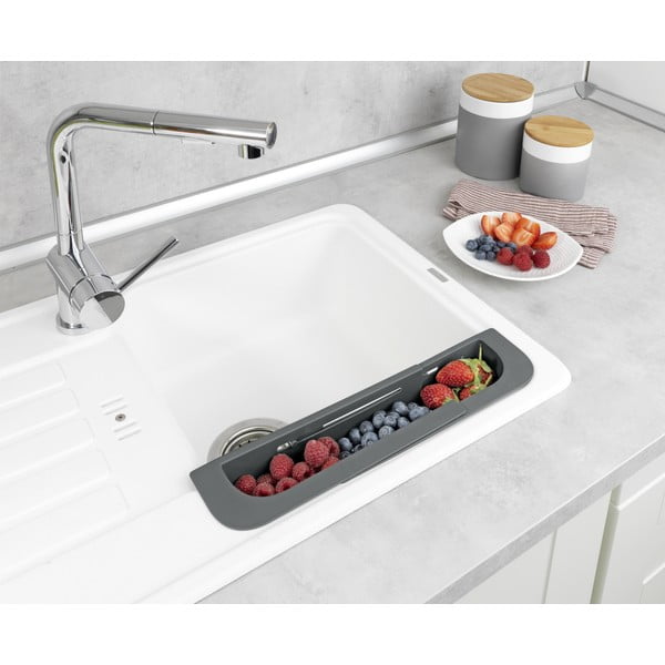 Sivý plastový teleskopický odkvapkávač do drezu 49,5x8,5 cm Fino – Wenko-image-3