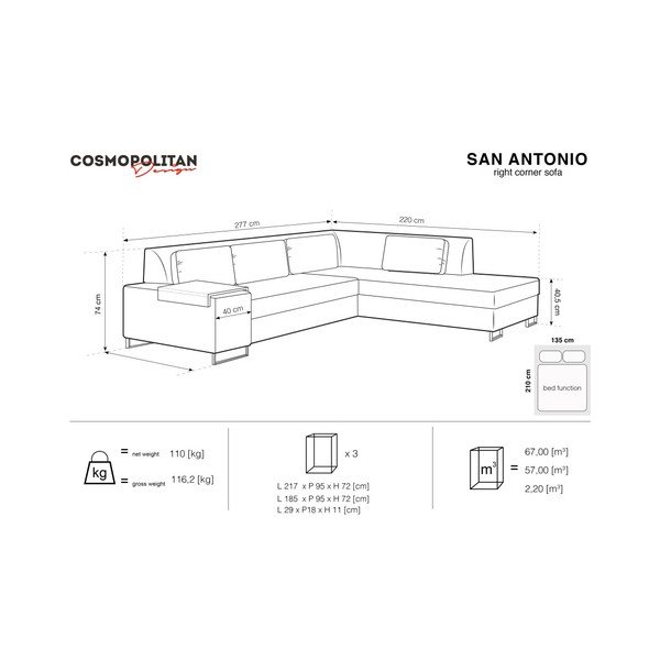 Tmavomodrá rozkladacia pohovka Cosmopolitan Design San Antonio, pravý roh-image-3
