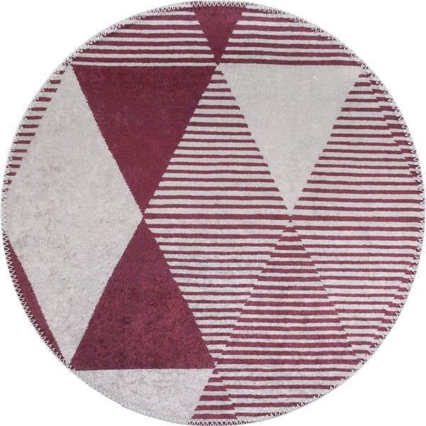 Vínový umývateľnýokrúhly koberec ø 120 cm Yuvarlak – Vitaus