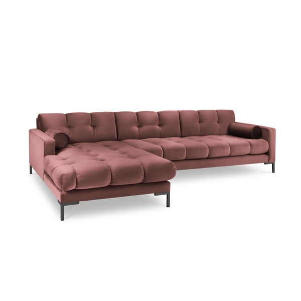 Ružová zamatová rohová pohovka Cosmopolitan Design Bali, ľavý roh-image-2