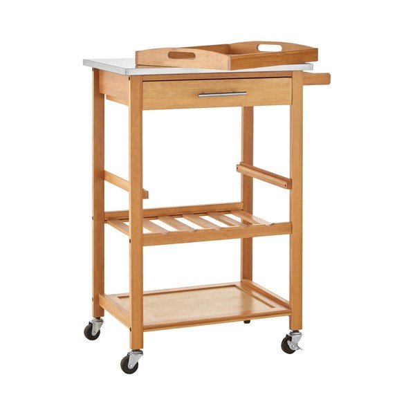 Bambusový servírovací stolík na kolieskach 41x58 cm Harlow – Premier Housewares-image-4