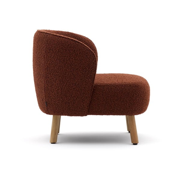 Kreslo v terakotovej farbe z textílie buklé Ulit – Kave Home-image-3