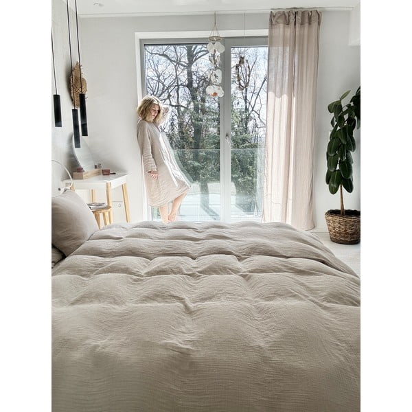 Béžové mušelínové obliečky na jednolôžko 135x200 cm Plain Muslin – Butter Kings-image-4