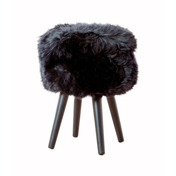 Stolička s čiernym sedákom z ovčej kožušiny Native Natural Black, ⌀ 30 cm