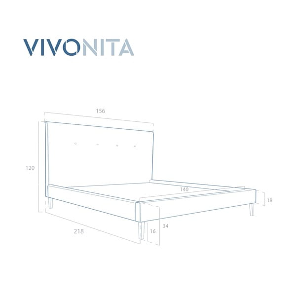 Fialová posteľ Vivonita Kent Linen, 200 × 140 cm-image-4