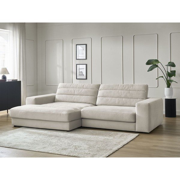 Béžová zamatová rohová pohovka (ľavý roh/s leňoškou) Sierra – Bobochic Paris-image-1