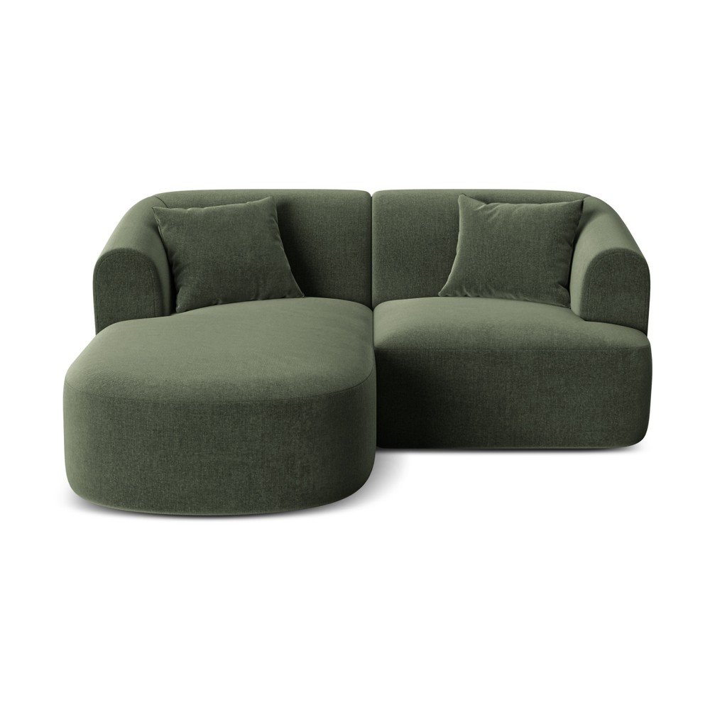 Zelená zamatová rohová pohovka (ľavý roh/s leňoškou) Campi – Cosmopolitan Design