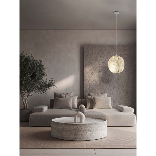 Biele kovové závesné svietidlo s textilným tienidlom ø 42 cm Pierida – Nova Luce-image-1