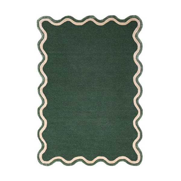 Tmavozelený ručne tkaný koberec s prímesou vlny 120x170 cm Rivo Wool – Flair Rugs