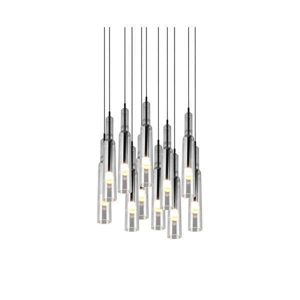 LED závesné svietidlo so skleneným tienidlom ø 50 cm v čierno-striebornej farbe Lucent – Trio Select-image-4