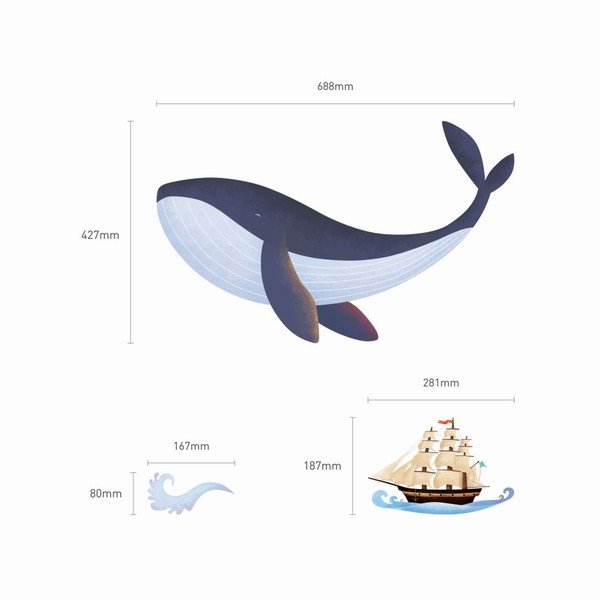 Samolepka Whale, Boat and Fishes-image-1
