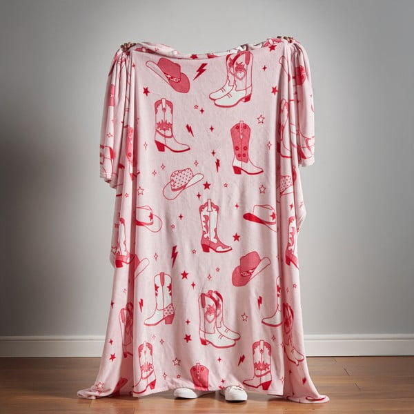 Ružový pléd z mikroplyšu 200x240 cm Cowgirl Boot – Sassy B-image-4