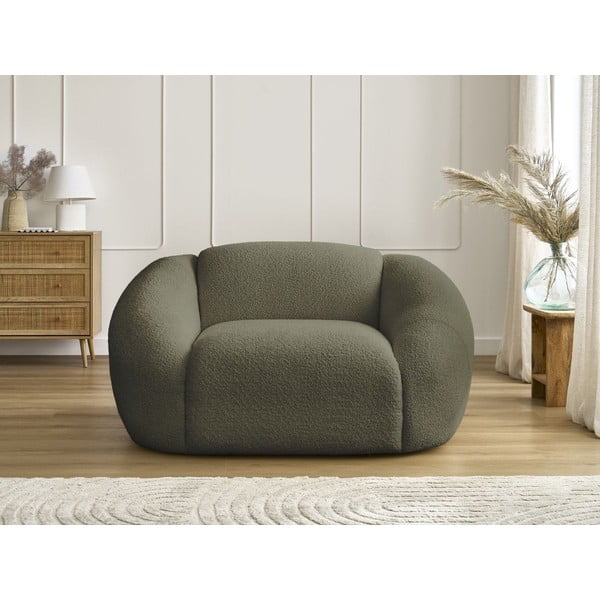 Zelené kreslo z textílie bouclé Tina – Bobochic Paris-image-3