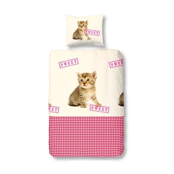 Obliečky Cat Sweet Pink, 140x200 cm