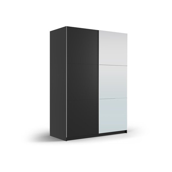 Čierna šatníková skriňa so zrkadlom a s posuvnými dverami 151x215 cm Lisburn - Cosmopolitan Design-image-1
