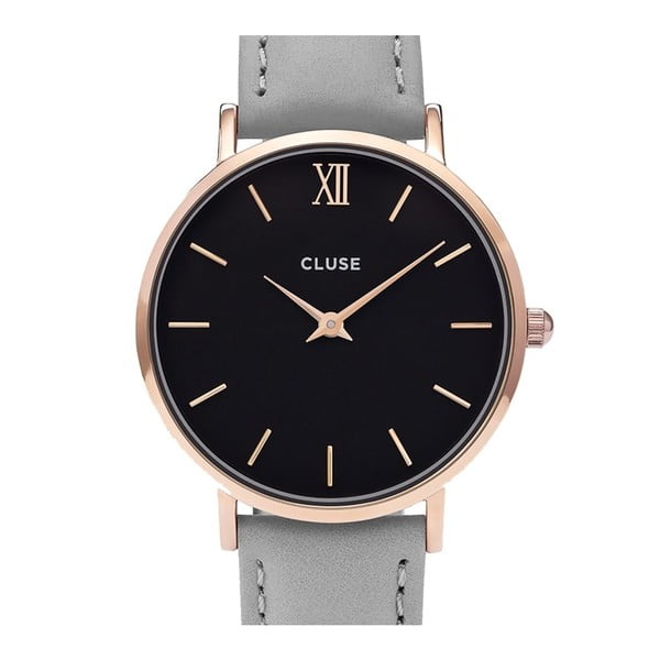 Dámske hodinky s čiernym ciferníkom Cluse Minuit Silver