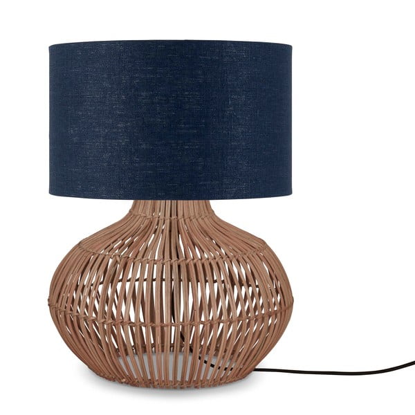 Stolová lampa s textilným tienidlom v tmavo modro-prírodnej farbe (výška 48 cm) Kalahari – Good&amp;Mojo
