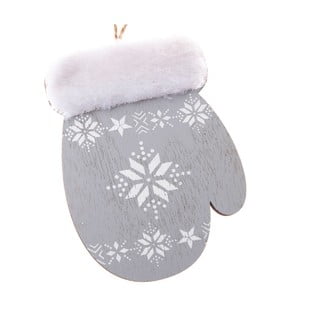 Súprava 2 závesných sivých ozdôb z dreva v tvare rukavice Dakls, výška 10,7 cm