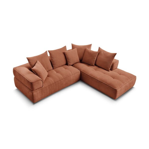 Terakotová ženilková rohová pohovka (pravý roh/do L) Whesley – Bobochic Paris-image-4