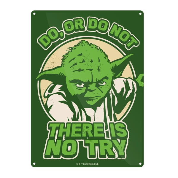 Dekoratívna ceduľa Star Wars™ Yoda Try, 15 x 21 cm