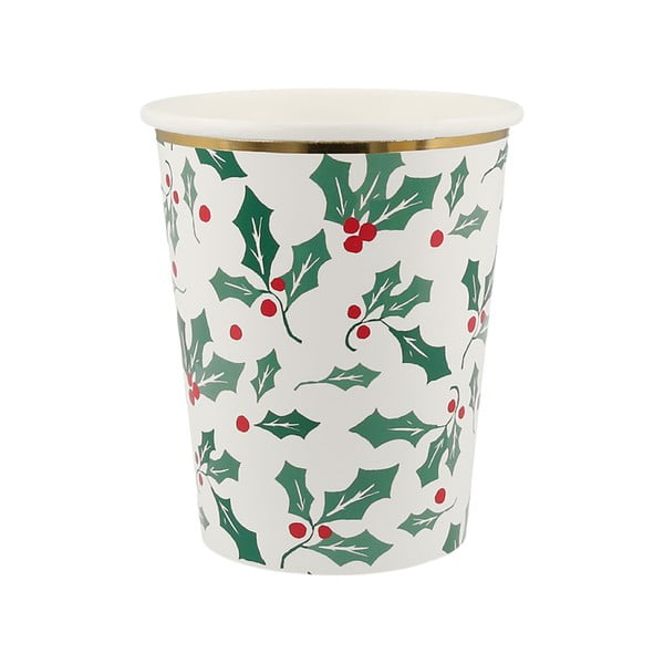 Papierové jednorazové tégliky v súprave 8 ks Holly Pattern – Meri Meri