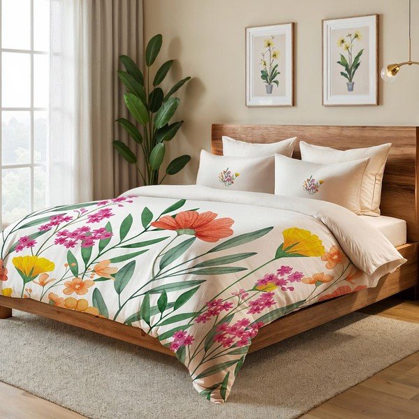 Krémovobiele obliečky na jednolôžko 200x140 cm Clementine – Mijolnir-image-1